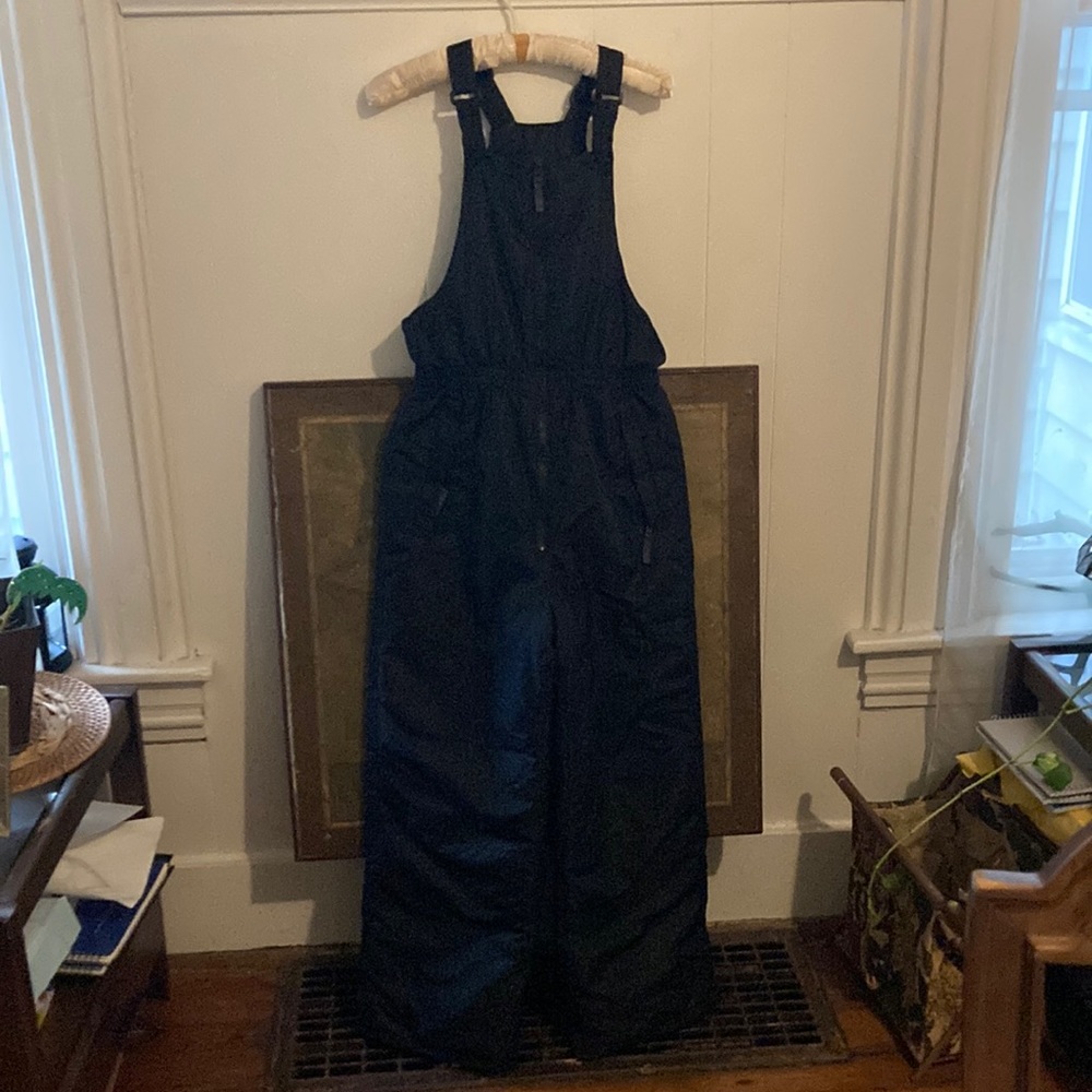 Unisex kids 14-16 black snow bib overalls